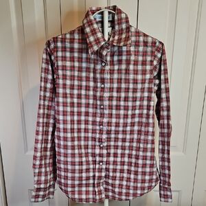 Woolrich Plaid Button Down Shirt - Red and White Kids 12 Vintage